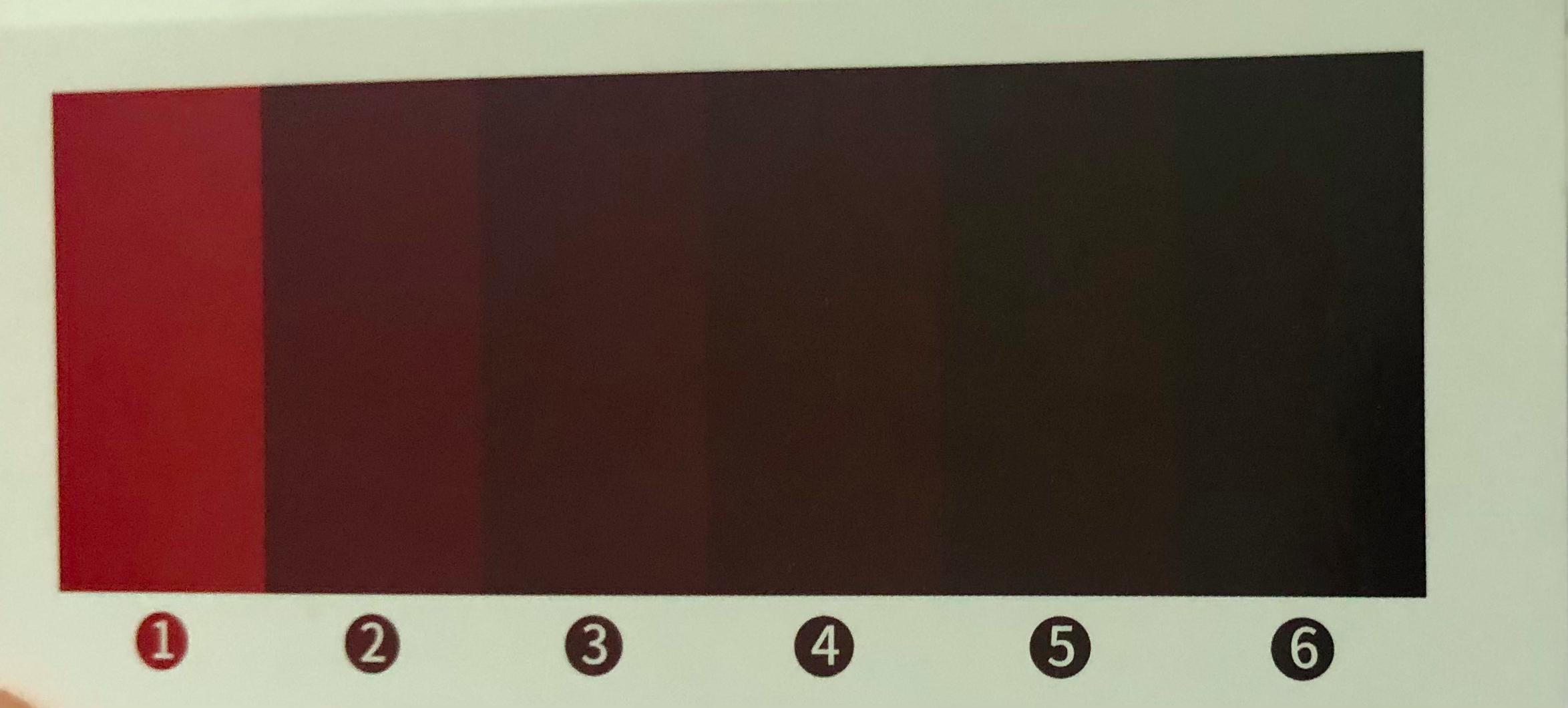 条形卡颜色图上六种颜色都是血液的颜色