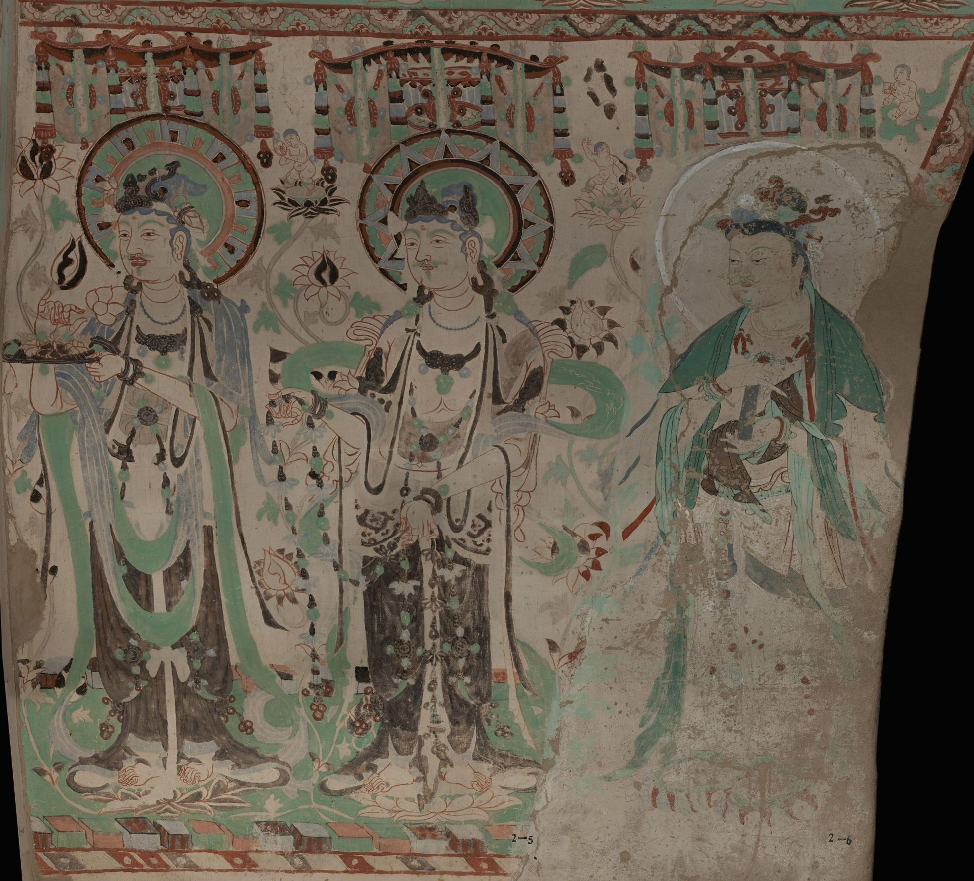 神游千年大美敦煌盛唐320窟北壁西方极乐净土佛刹清幽南壁飞天欢逐