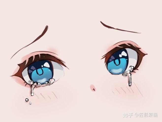 女生眼尾泪痕图片