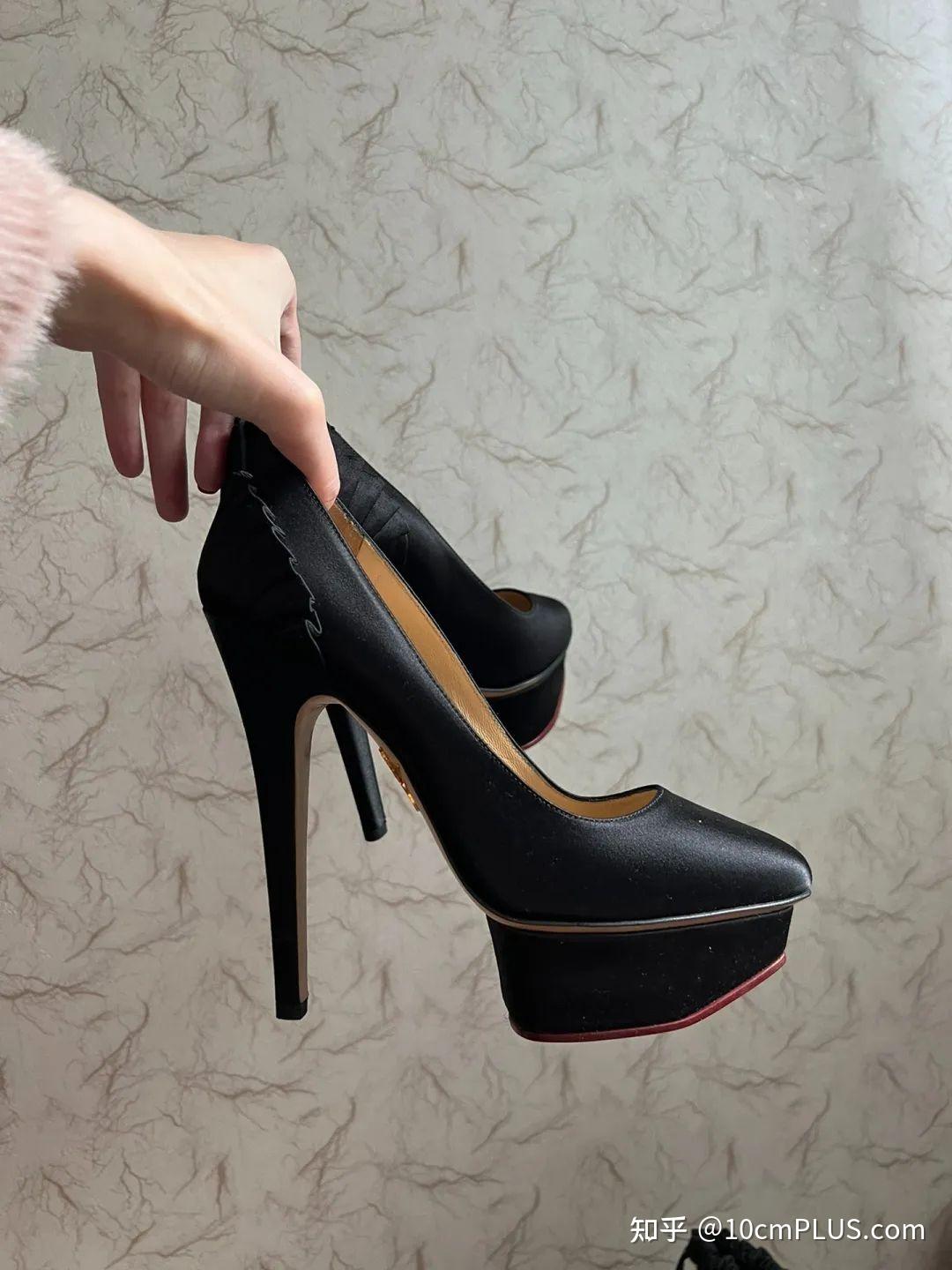 charlotteolympia丝绸黑色高跟鞋15cm