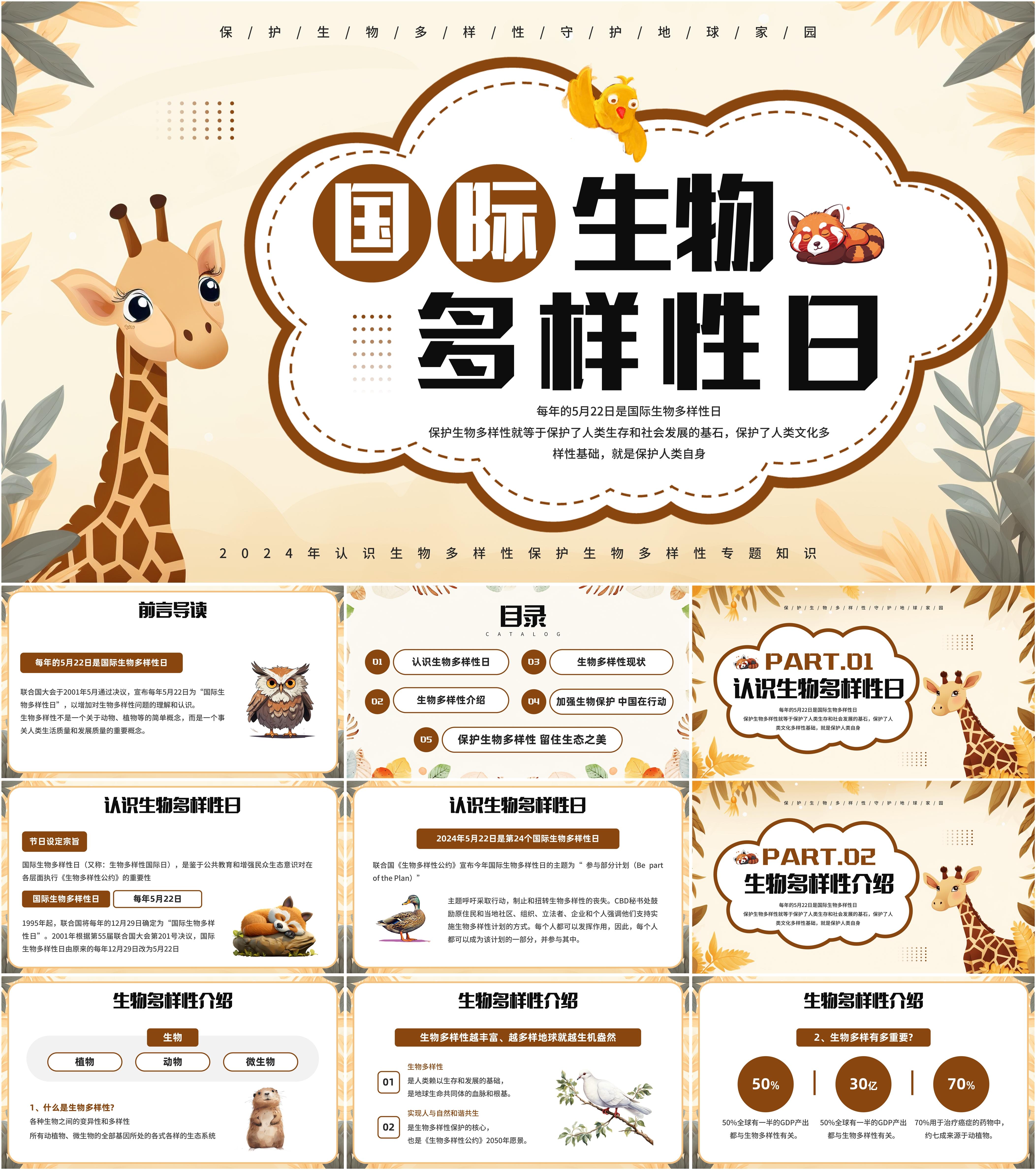 最新10套高质量2024国际生物多样性日ppt课件!