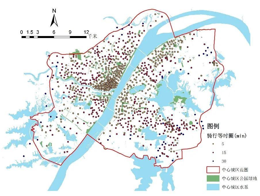 武汉市主城区公园绿地分布图1-b 武汉市主城区各街道人口分布图1aa