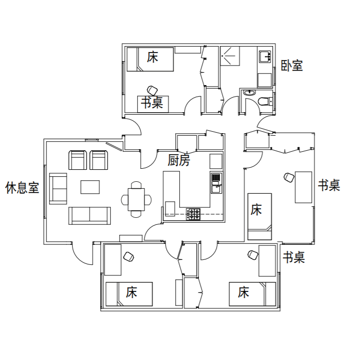 学生公寓标准层平面图图片