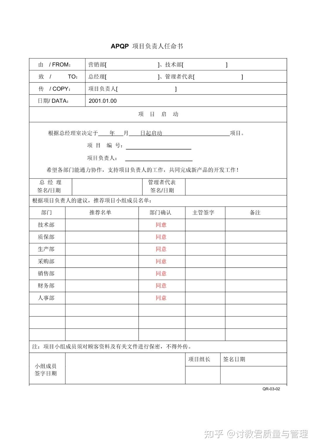 新版APQP全套表格 - 知乎