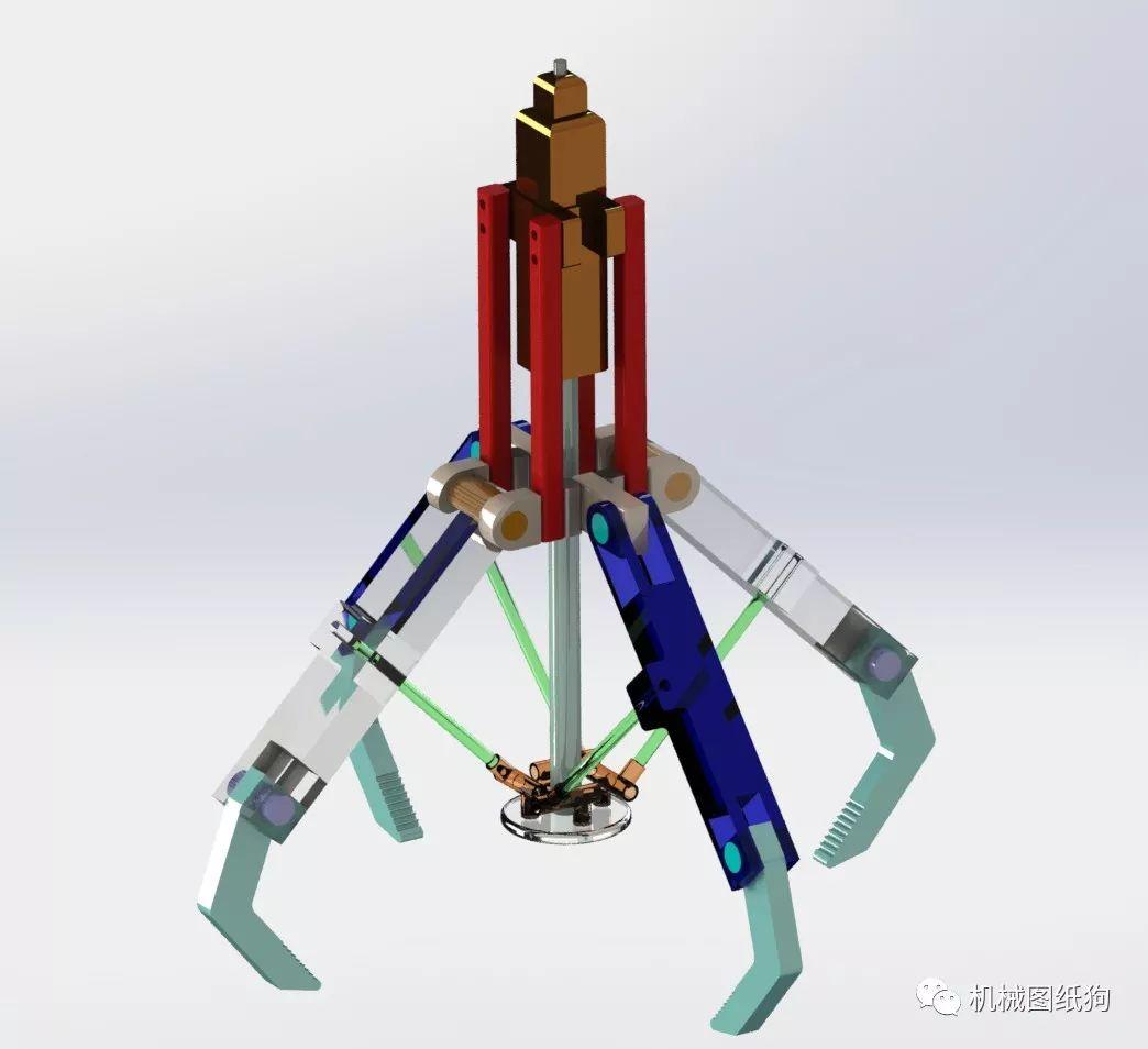 工程機械娃娃機抓取機械爪模型圖紙solidworks設計