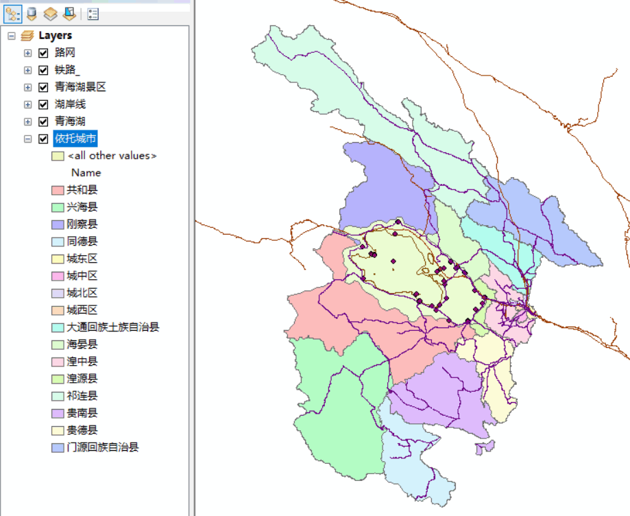 arcgis教程83专题图制作之城市地图青海湖及其周边交通路线图